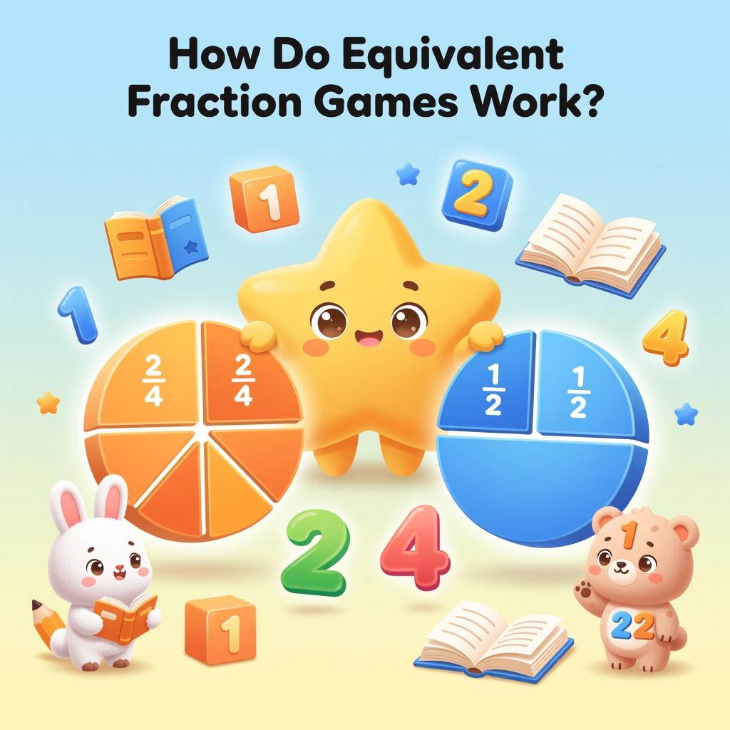 Fraction Games matching equivalent fractions with visual models