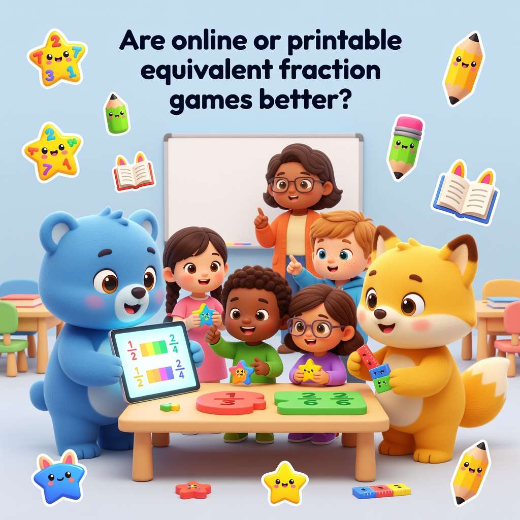 fraction games equivalent online and printable comparison