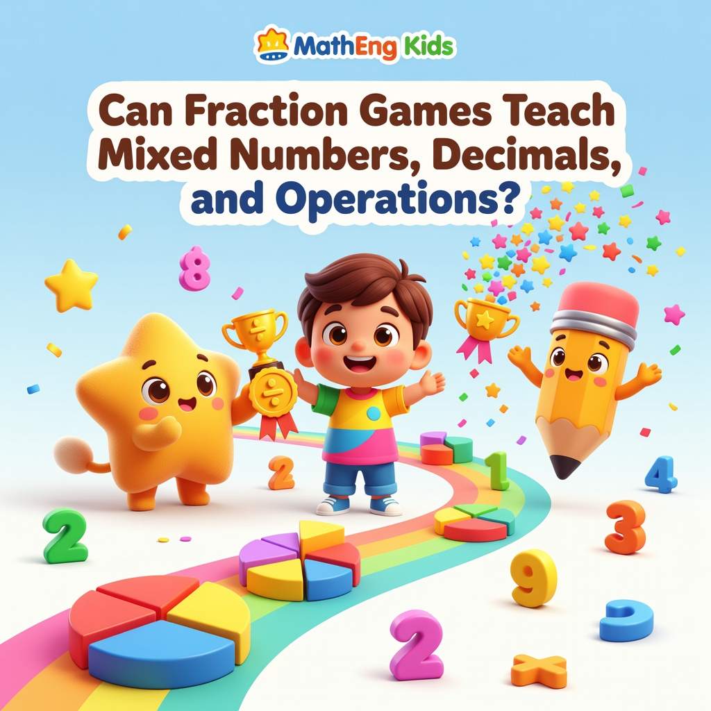 Fraction Games for mixed numbers decimals and operations