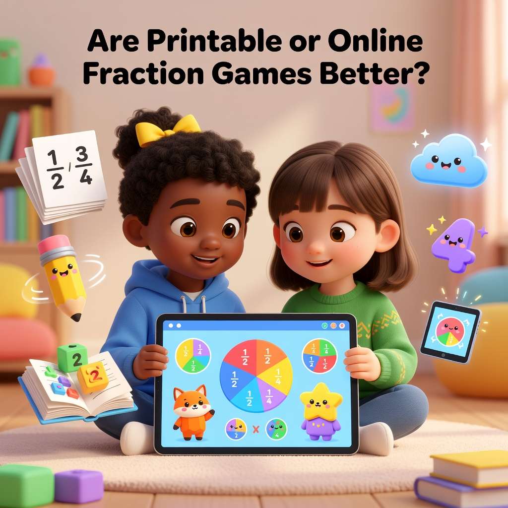 Fraction Games comparison between printable and online activities