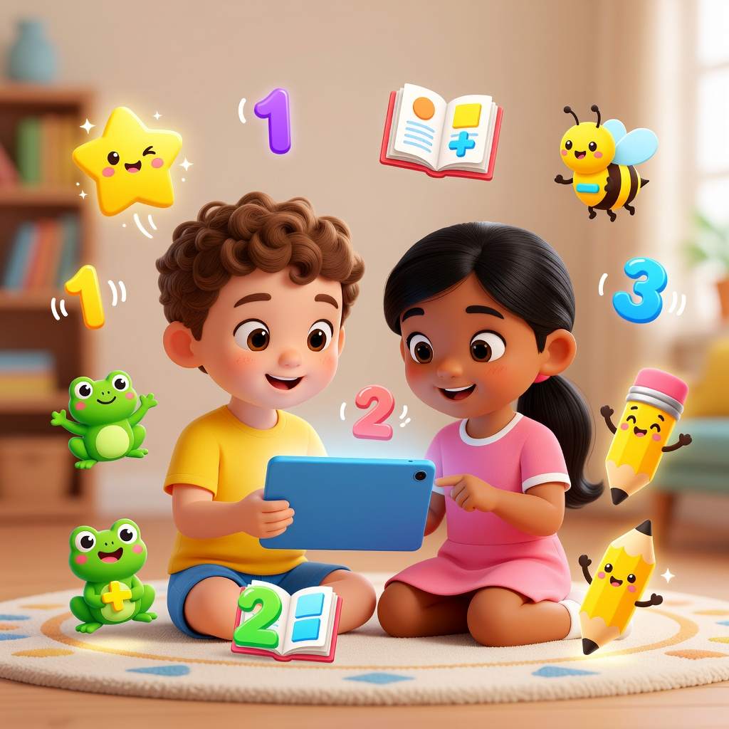 fun math games for 1st graders playing in pairs in a classroom