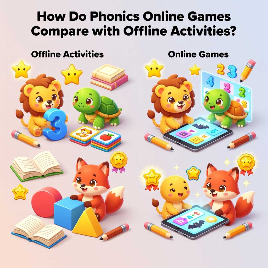 Phonics Games comparison between online and offline activities
