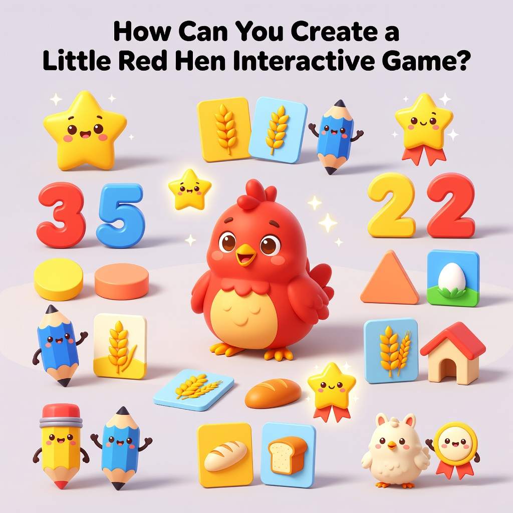 reading comprehension games kindergarten Little Red Hen interactive game