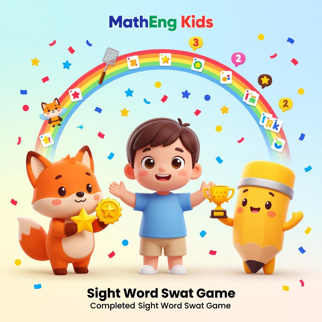 sight word swat game instructions with cards and a soft fly swatter
